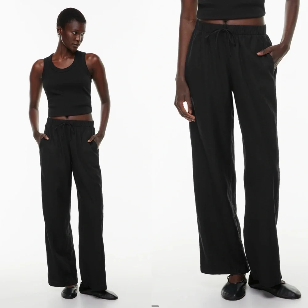 NWT Aritzia The Group by Babaton Sontag Linen Pant in Black Size Small